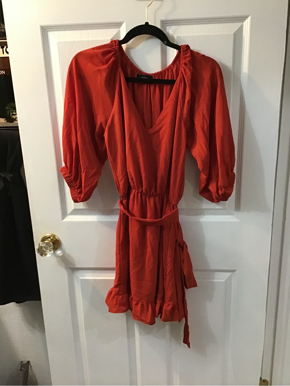 Vici Bold Red-Orange V-Neck Dress